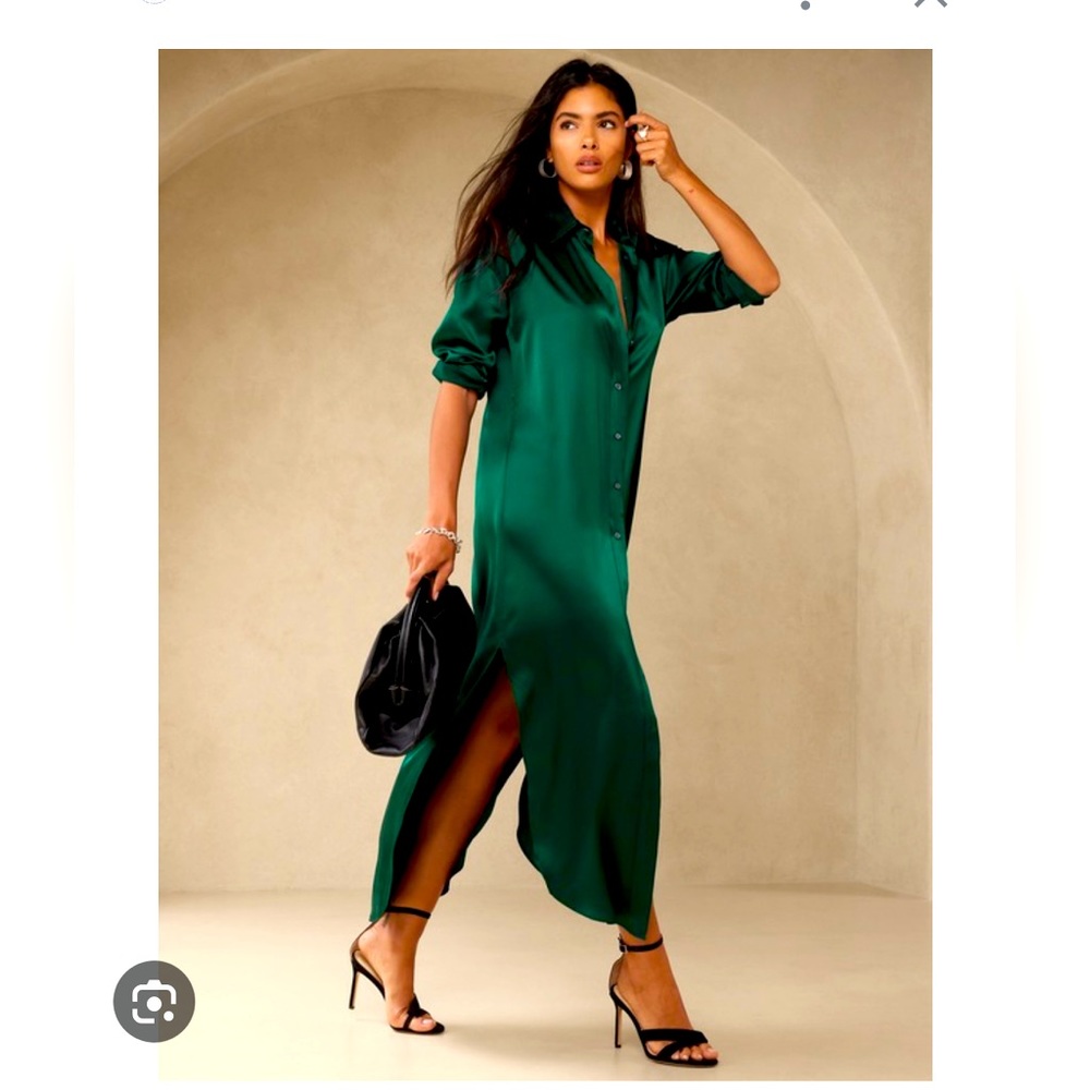 Banana Republic Muse silk maxi shirtdress